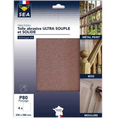 Feuilles abrasives flexibles SEA grain 80, lot de 3