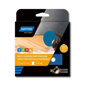 Feuilles abrasives tous matériaux Norton ø115 mm, Grain 180 - 5 feuilles