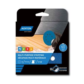 Feuilles abrasives tous matériaux Norton ø115 mm, Grain 40 - 5 feuilles