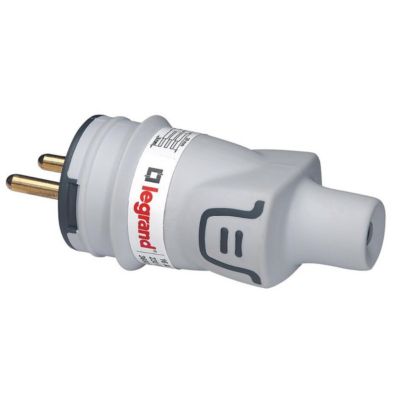 Fiche 2P+T 16A IP44 et IK08 sortie droite - Plexo - Legrand