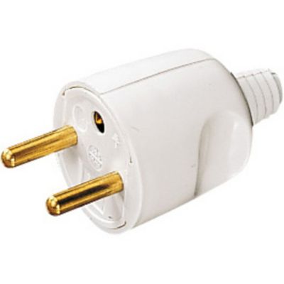 Fiche mâle 2P+T 16A IP40 sortie droite - Blanc - Lébénoïd