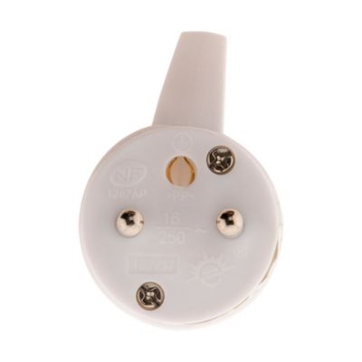 Fiche mâle anneau -16A 2P+T - Blanc - Zenitech