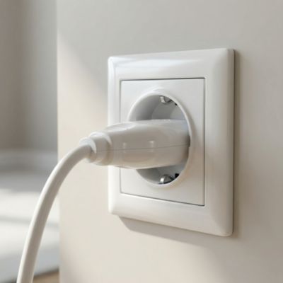 Fiche mâle blanc glossy 6A Diall 2 pôles