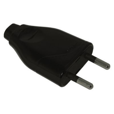 Fiche mâle noir glossy 6A Diall 2 pôles