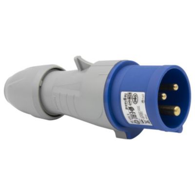 Fiche mobile droite P17 IP44 16A - 200V - 250V - 2P+T