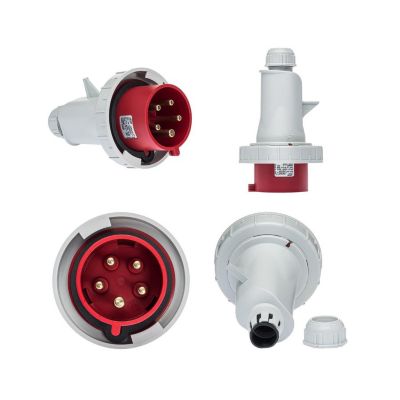 Fiche Mobile Male Tétrapolaire 32a 3p+n+t 380v - 5 Broches - étanche Ip67 - Ide
