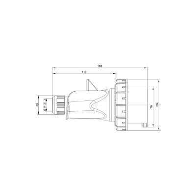 Fiche Mobile Male Tétrapolaire 32a 3p+n+t 380v - 5 Broches - étanche Ip67 - Ide