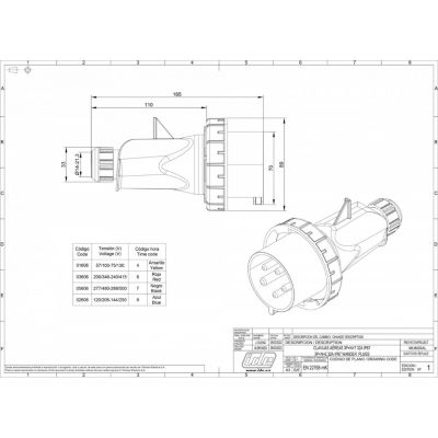 Fiche Mobile Male Tétrapolaire 32a 3p+n+t 380v - 5 Broches - étanche Ip67 - Ide