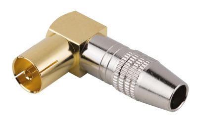 Fiche TV Femelle ø9.52 mm coudé à câbler, Or
