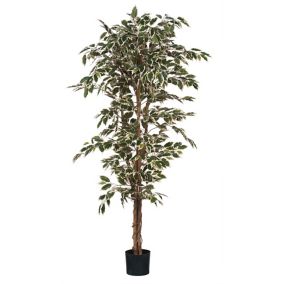 Ficus vert panache artificiel en pot plastique ø90 x h.180 cm