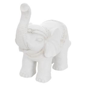 Figurine elephant blanc 36x19x39 cm déco jardin MGO statuette antique orientale