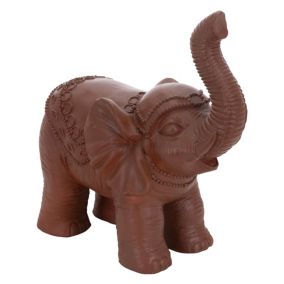 Figurine elephant marron 36x19x39 cm déco jardin MGO statuette antique orientale