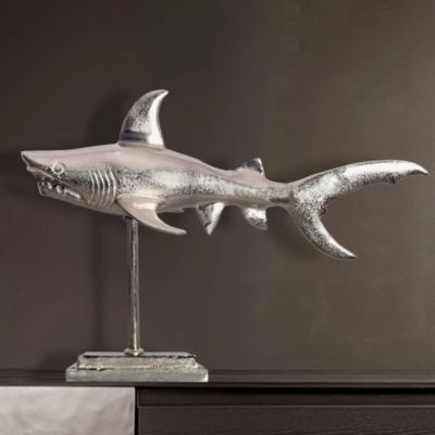 Figurine Requin 70 cm Aluminium Design Marin Moderne Intérieur Sculpture FineBuy