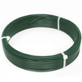 Fil d'attache en acier galvanisé plastifié pour grillage ou autre - 50 m x Diam 1.3mm - Vert - Linxor