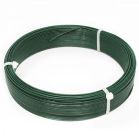 Fil d'attache en acier galvanisé plastifié pour grillage ou autre - 50 m x Diam 1.5mm - Vert - Linxor