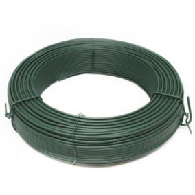 Fil de tension en acier galvanisé plastifié pour grillage ou autre - 100 m x Diam 2.4mm - Vert  - Linxor