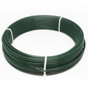 Fil de tension en acier galvanisé plastifié pour grillage ou autre - 50 m x Diam 2.2mm - Vert  - Linxor