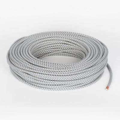Fil Électrique Tissu Blanc Cassé et Gris 3x075mm² - Câble Électrique Textile de Qualité