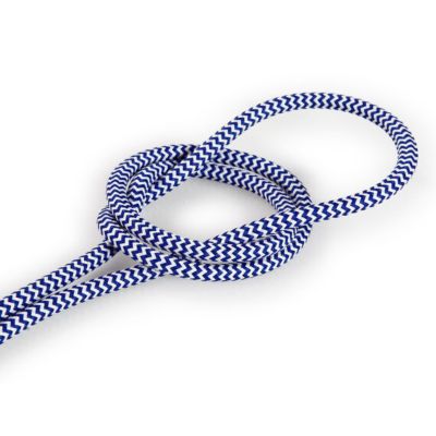 Fil Électrique Tissu Zébré Bleu et Blanc 2x075mm² - Câble Électrique Textile de Qualité