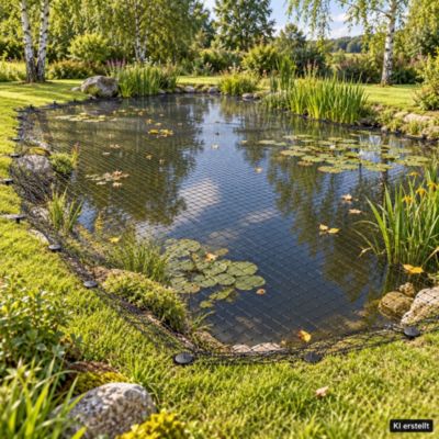 Filet De Protection Pour Étang AquaOne 6x6m - Mailles Fines Noires Avec 20 Brochettes - Anti-Feuilles Et Prédateurs