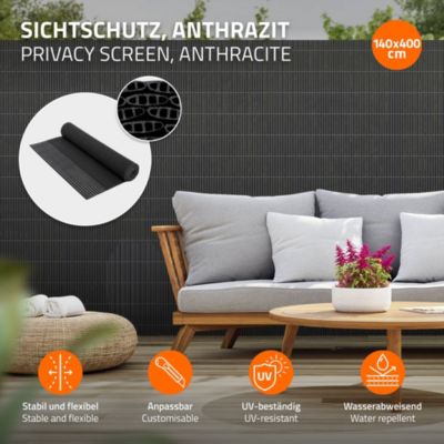 Filet de protection visuelle de jardin natte en PVC 140x400cm clôture anthracite