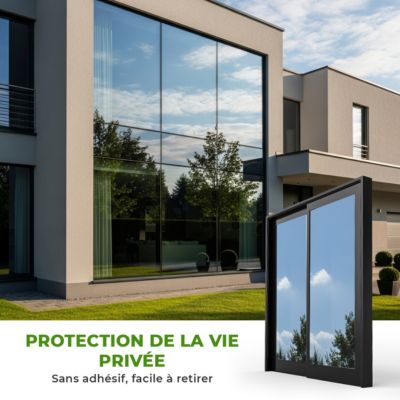 Film adhésif miroir privatif pour fenêtre au mètre - Anti-Regard Anti-UV Anti-Chaleur - 60cmx2m