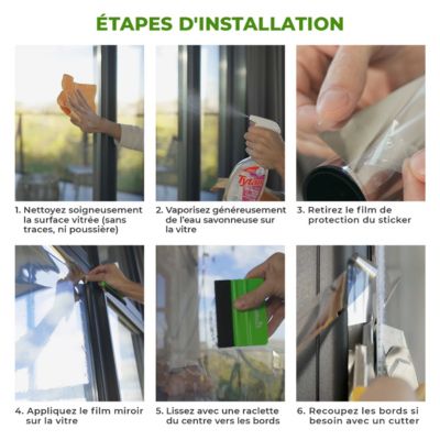 Film adhésif miroir privatif pour fenêtre au mètre - Anti-Regard Anti-UV Anti-Chaleur - 90cmx5m