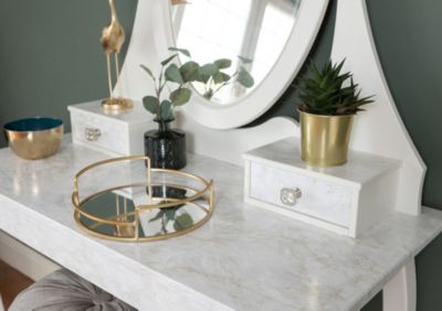 Film adhésif décoratif D-C-Fix Marmor Cortes gold PVC avec adhésif marbre lisse mat et satiné blanc et doré L. 200 x l. 67,5 cm