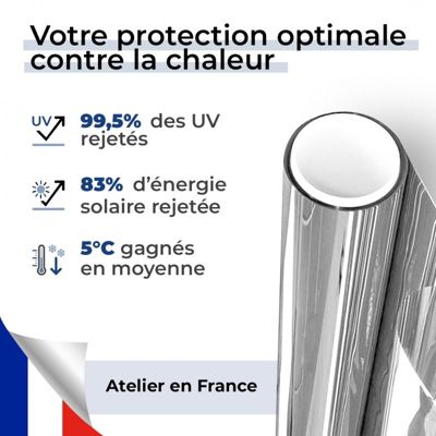 Film anti chaleur pour simple vitrage meilleure performance - alu très foncé - 152 cm x 5 m - en Rouleau - DIMEXACT