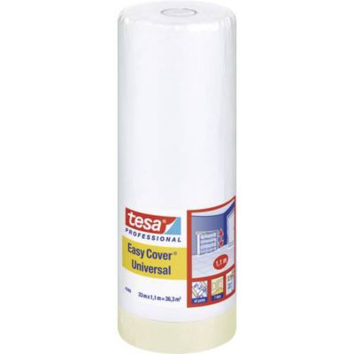 Film de masquage tesa Easy Cover 4368 Universal 1,1 m x 33 m marron clair - film PE avec ruban adhésif intégré