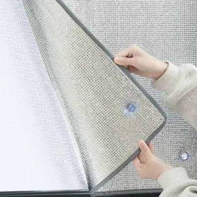 Film de protection solaire pour fenêtres intérieures ou extérieures, film isolant en aluminium avec ventouses, 50x50 cm