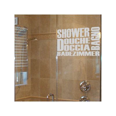 Film Fenêtre Anti Regard Occultant - DOUCHE MULTILINGUE - Stickers Autocollant Brise-Vue pour Vitre & Porte de Douche - 55x80cm