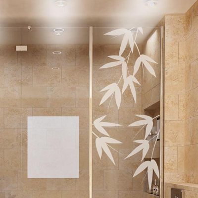 Film Fenêtre Anti Regard Occultant - FEUILLES DE BAMBOU - Stickers Autocollant Brise-Vue pour Vitre & Porte de Douche - 185x55cm