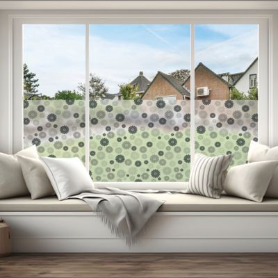 Film Fenêtre Anti Regard Occultant - FLEURS NUANCES DE GRIS LONG - Stickers pour Vitres & Porte de Douche - 40X200cm