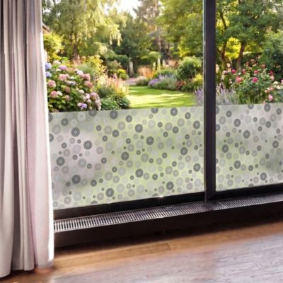 Film Fenêtre Anti Regard Occultant - FLEURS NUANCES DE GRIS LONG - Stickers pour Vitres & Porte de Douche - 40X200cm