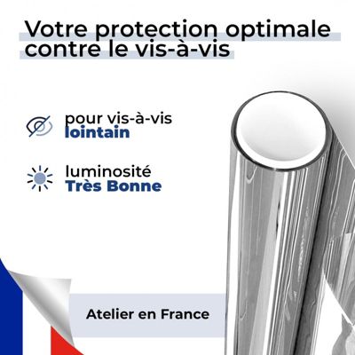 Film miroir sans tain réfléchissant pour petit vitrage vis-à-vis lointain - alu clair - 152 cm x 10 m - en Rouleau - DIMEXACT