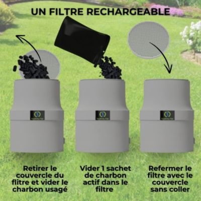 Filtre Anti-Odeurs Haute Performance au Charbon Actif Anti-H2S, Avec Manchon Intégré 100 mm, Solution Sans Collage, Pour Fosse