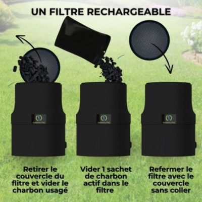 Filtre Anti-Odeurs Haute Performance au Charbon Actif Anti-H2S, Avec Manchon Intégré 100 mm, Solution Sans Collage, Pour Fosse