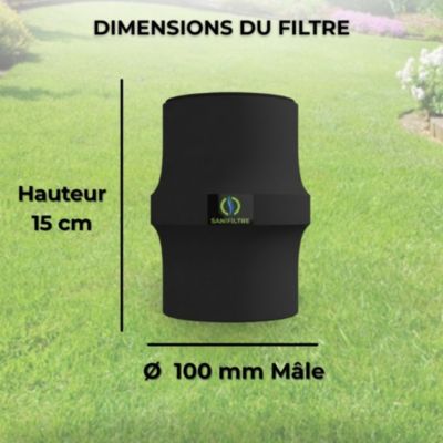 Filtre Anti-Odeurs Haute Performance au Charbon Actif Anti-H2S, diametre 100 mm, Solution Sans Collage, pour Fosse Septique &