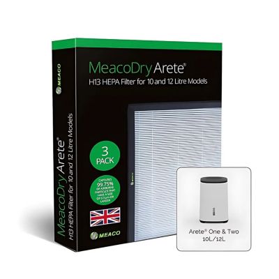 Filtre HEPA H13 MeacoDry Arete 10L/12L (Lot de 3). Élimine poussière et allergènes pour un air pur.