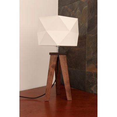 Finja Lampe de Table 1xE27 Max.60W Chêne Huilé/Câble en Tissu Anthracite/Abat-jour en Tissu Blanc