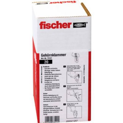 Fischer 073121 clip pour oreilles 72 mm pack de 20 clips en acier inoxydable