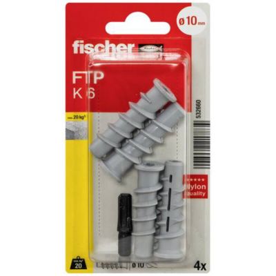 Fischer FTP K 6 - Chevilles pour béton cellulaire 50 mm, set 4 + ProfiBit PH3