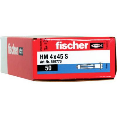 Fischer HM 4 x 45 S - Cheville métallique pour corps creux 45 mm, 8 mm, pack de 50