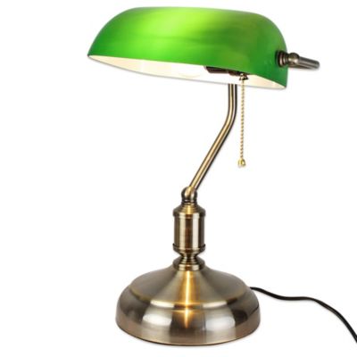 FISHTEC - Lampe de Banquier Verte - Culot E27 - Interrupteur Chaînette 38 CM