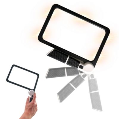 FISHTEC - Loupe Pliante LED Fresnel X5 - 48 LEDs 3 Modes - Manche Repliable Antidérapant - Lecture, Couture, Bricolage