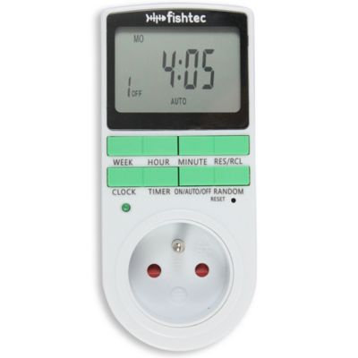 FISHTEC Prise Programmateur Digital FISHTEC 10 minuteries - Grand écran LCD - Economies d'énergie - Mode aléatoire - 220-240 V