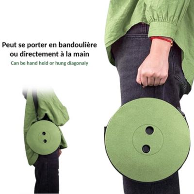 Tabouret Pliable Shakespeare - Marron/vert - Cadre Argenté, Capacité 90 Kg - Hauteur 44 Cm