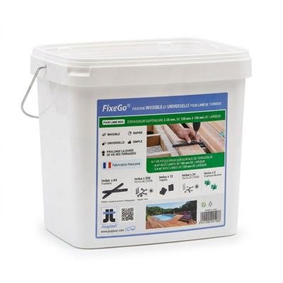 Fixation invisible pour lame de terrasse en bois FIXEGO Jouplast -