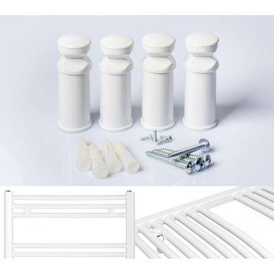 Fixations universelles pour sèche serviette blanc barres droites ou courbées